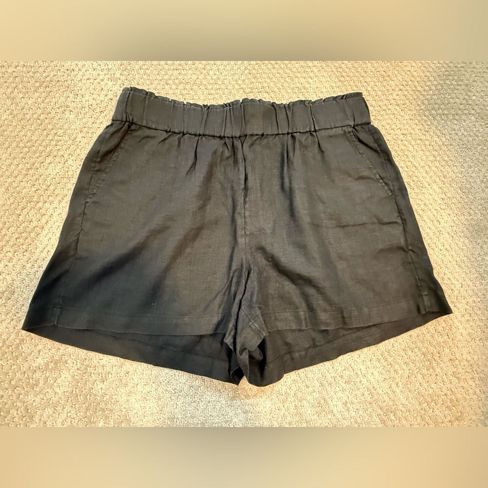 J. Crew Charcoal Elastic Waist Linen Shorts